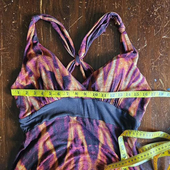 a.n.a Vibrant Summer Dress Orange Pink Brown Large - Picture 6 of 8